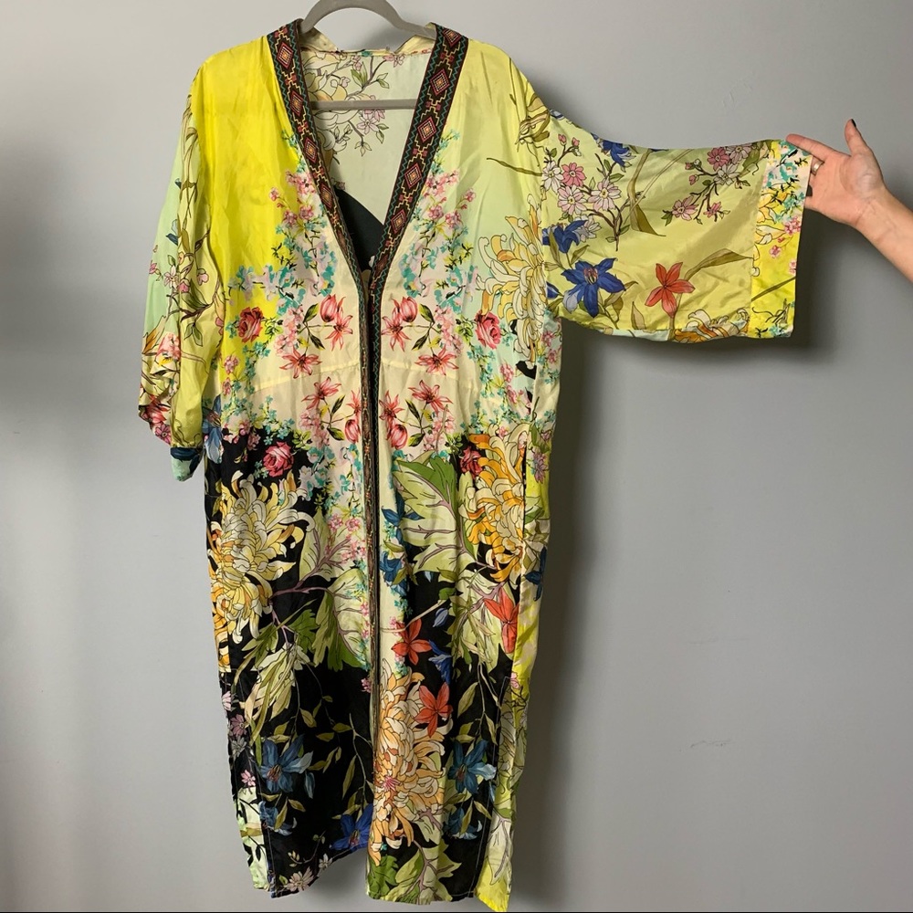 JOHNNY WAS PRINTED SILK KIMONO